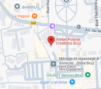 Carte de l'emplacement de l'atelier Poterie Créations à Bruz